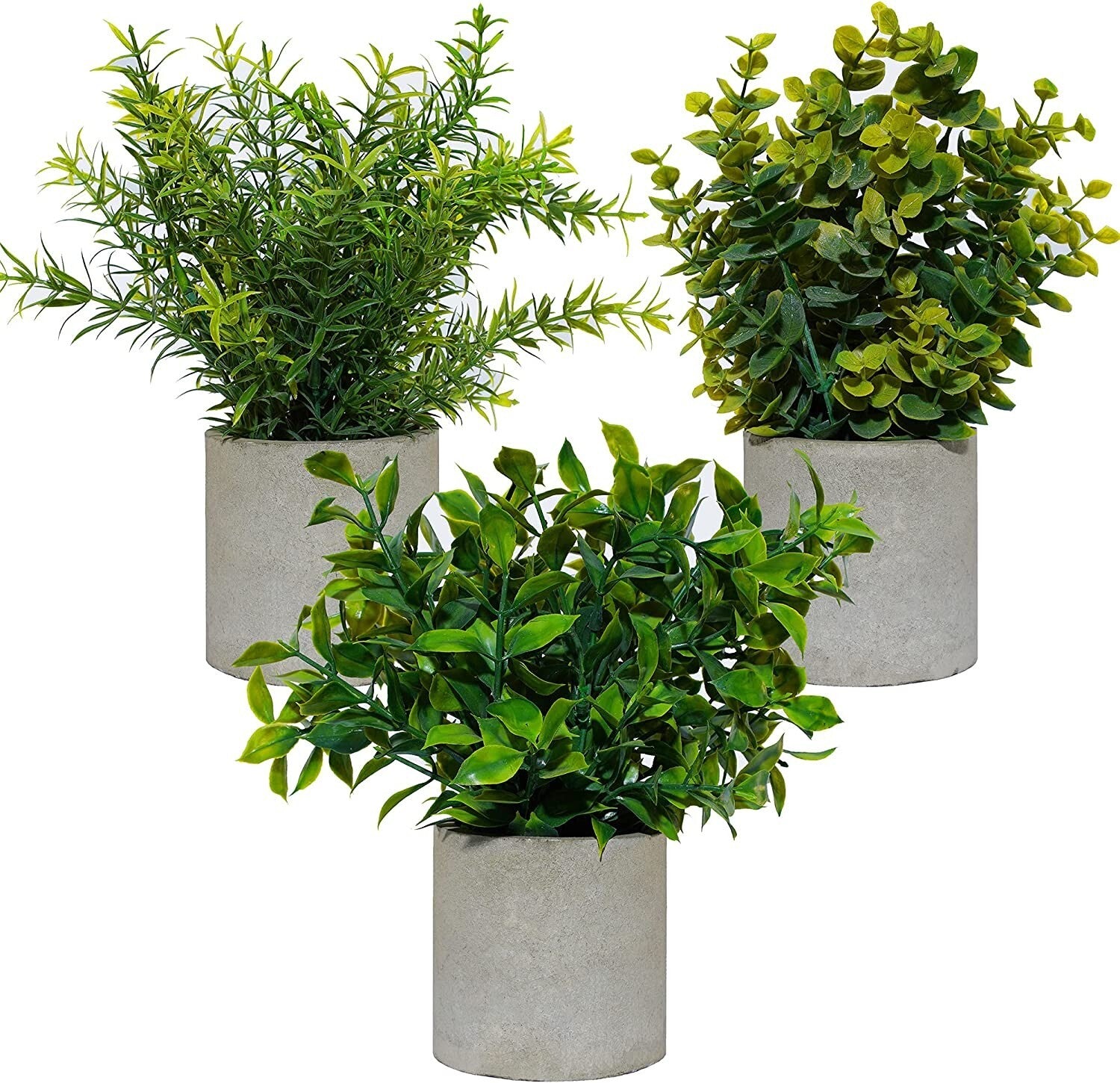 SET of 3 ARTIFICIAL PLANTS in POTS with BOHEMIAN STYLE FAKE POTTED PLANTS