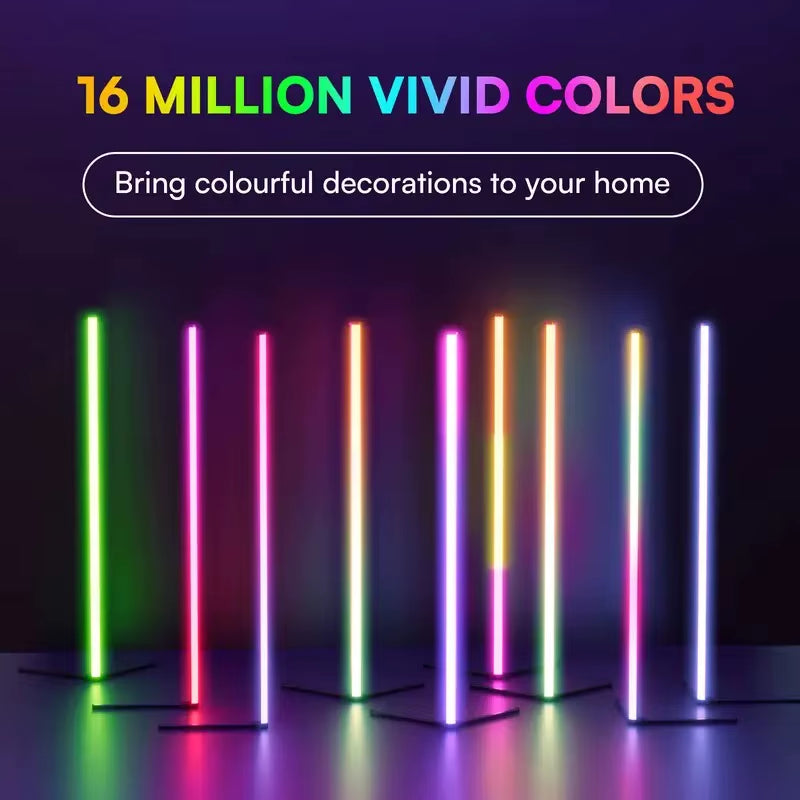 RGB LED Floor Lamp, LED Corner Lamp Works Smart Modern Floor Lamp with Music Sync and 16 Million DIY Colors Floor Lamp