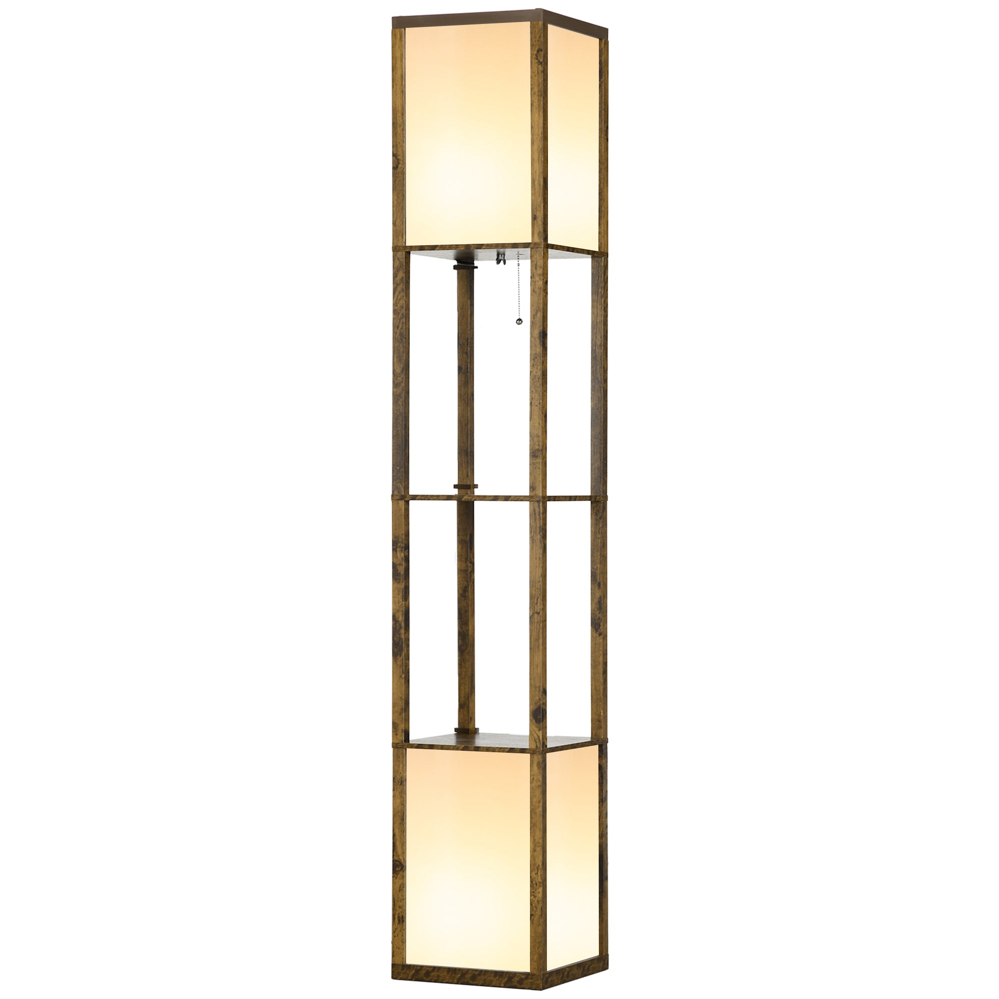 Floor Lamp with Shelves and Dual Light, Standing Lamp for Living Room