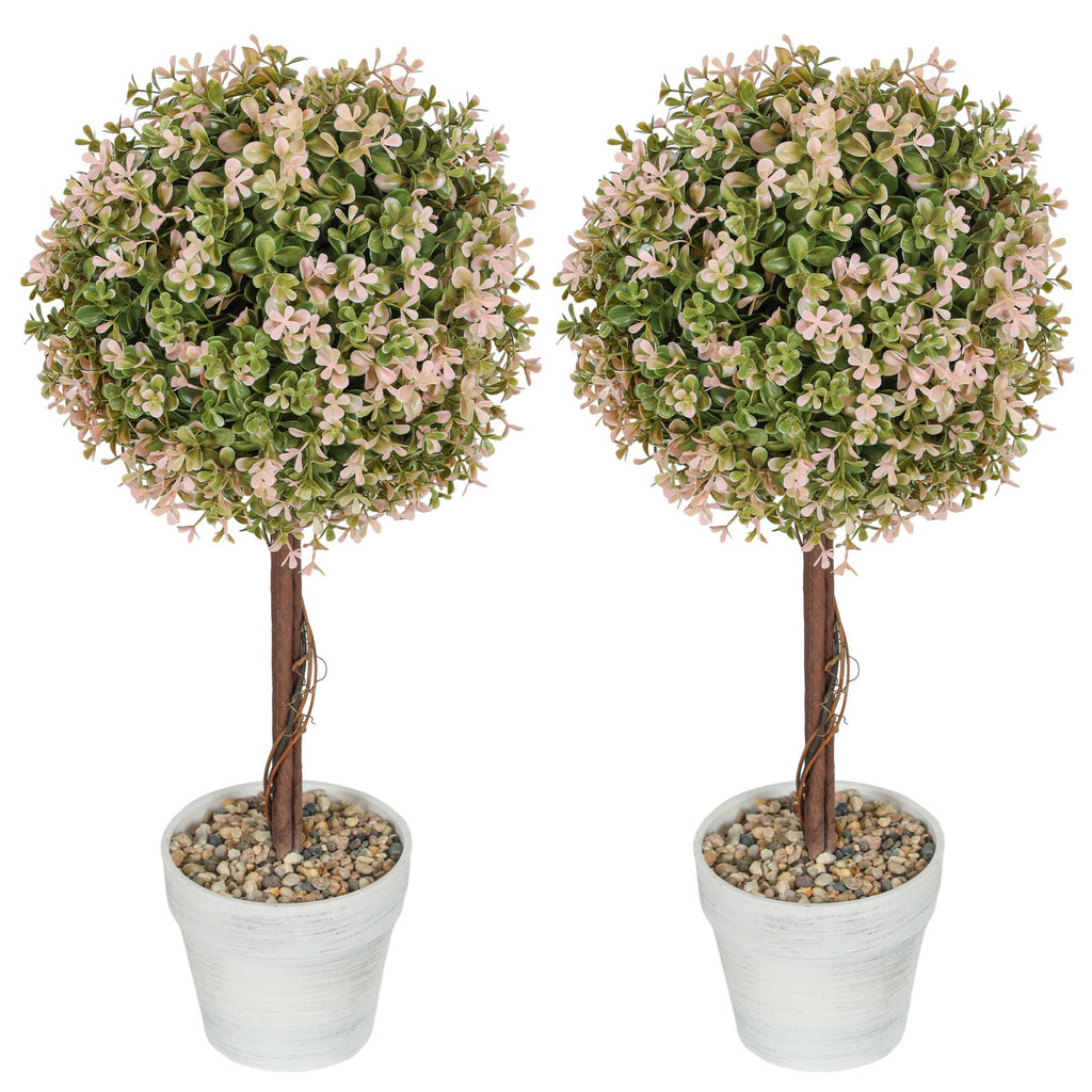 Set of 2 Decorative Artificial Plants Fake Plants Cream White