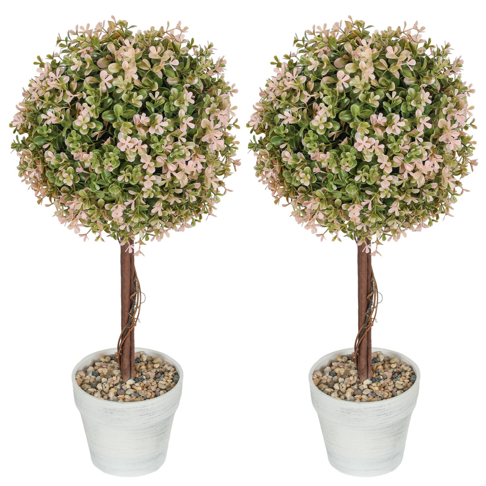 Set of 2 Decorative Artificial Plants Fake Plants Cream White