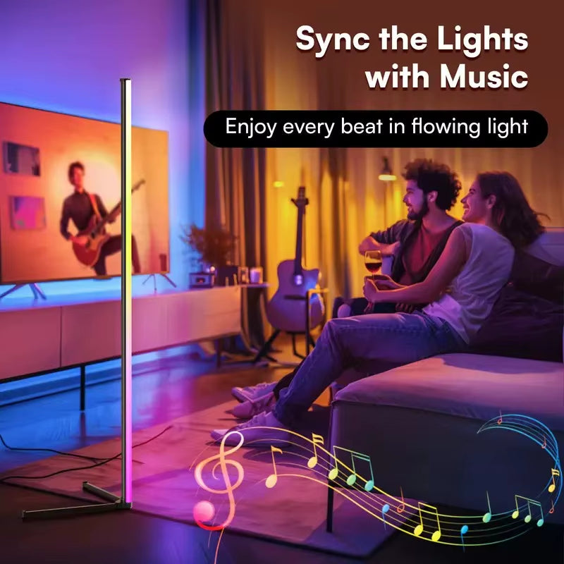 RGB LED Floor Lamp, LED Corner Lamp Works Smart Modern Floor Lamp with Music Sync and 16 Million DIY Colors Floor Lamp
