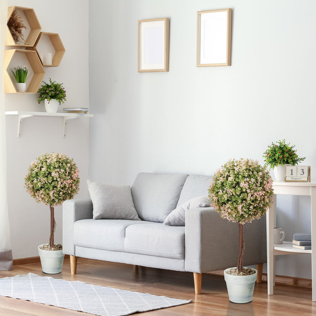 Set of 2 Decorative Artificial Plants Fake Plants Cream White