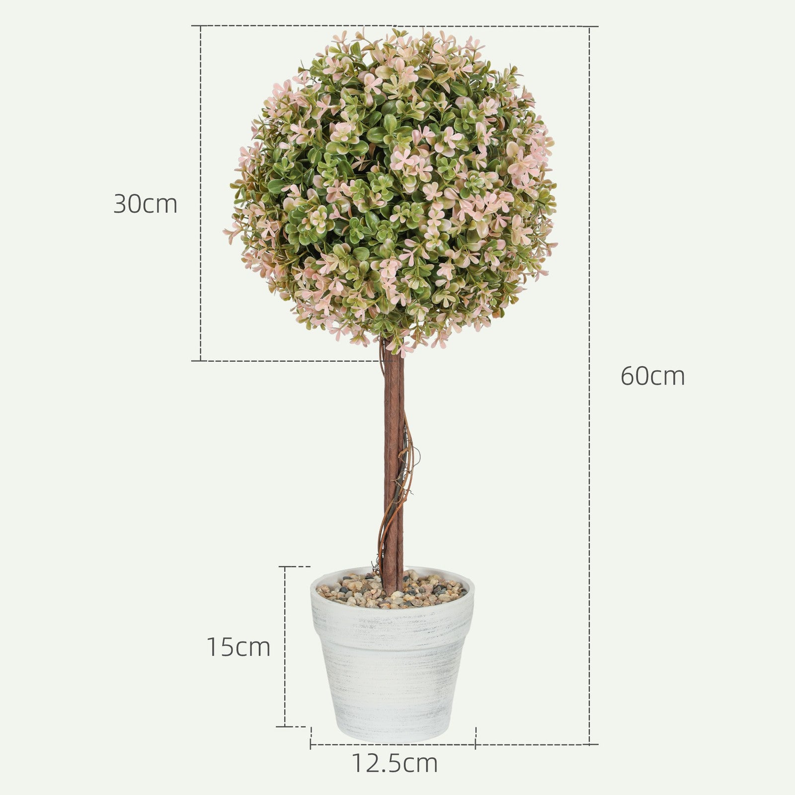 Set of 2 Decorative Artificial Plants Fake Plants Cream White