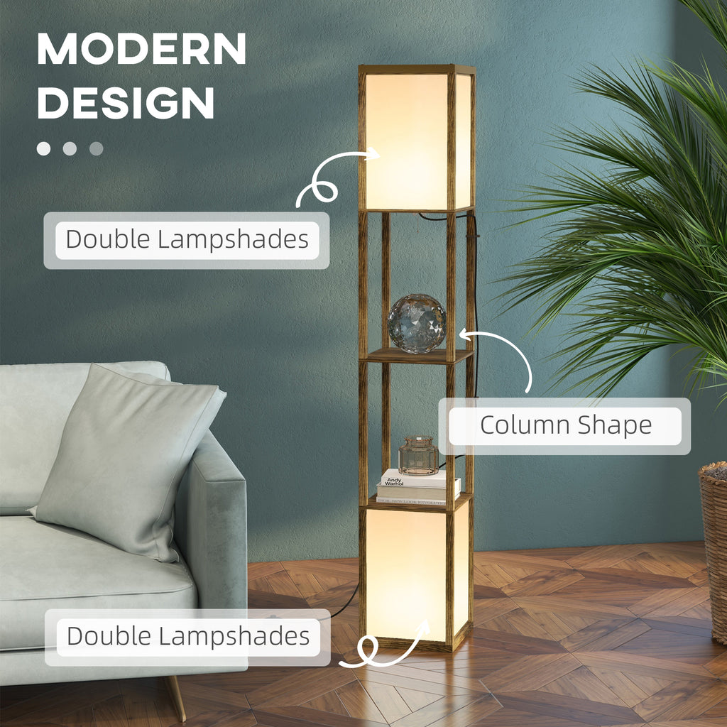 Floor Lamp with Shelves and Dual Light, Standing Lamp for Living Room