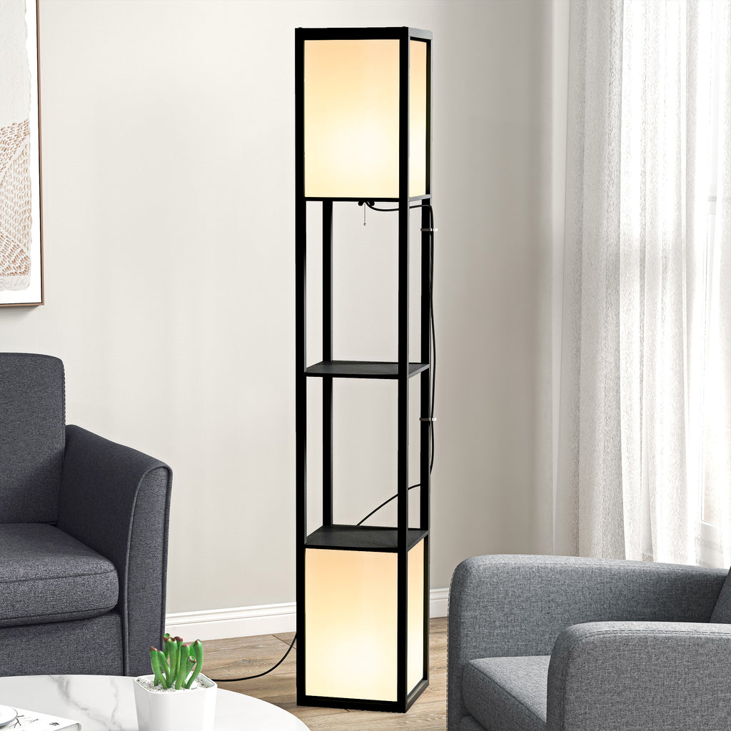 Floor Lamp with Shelves and Dual Light, Standing Lamp for Living Room