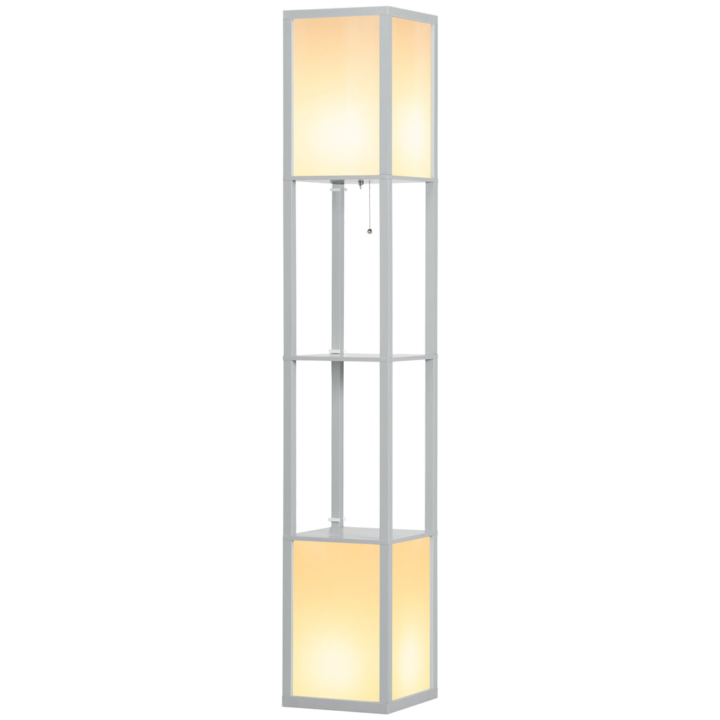 Floor Lamp with Shelves and Dual Light, Standing Lamp for Living Room