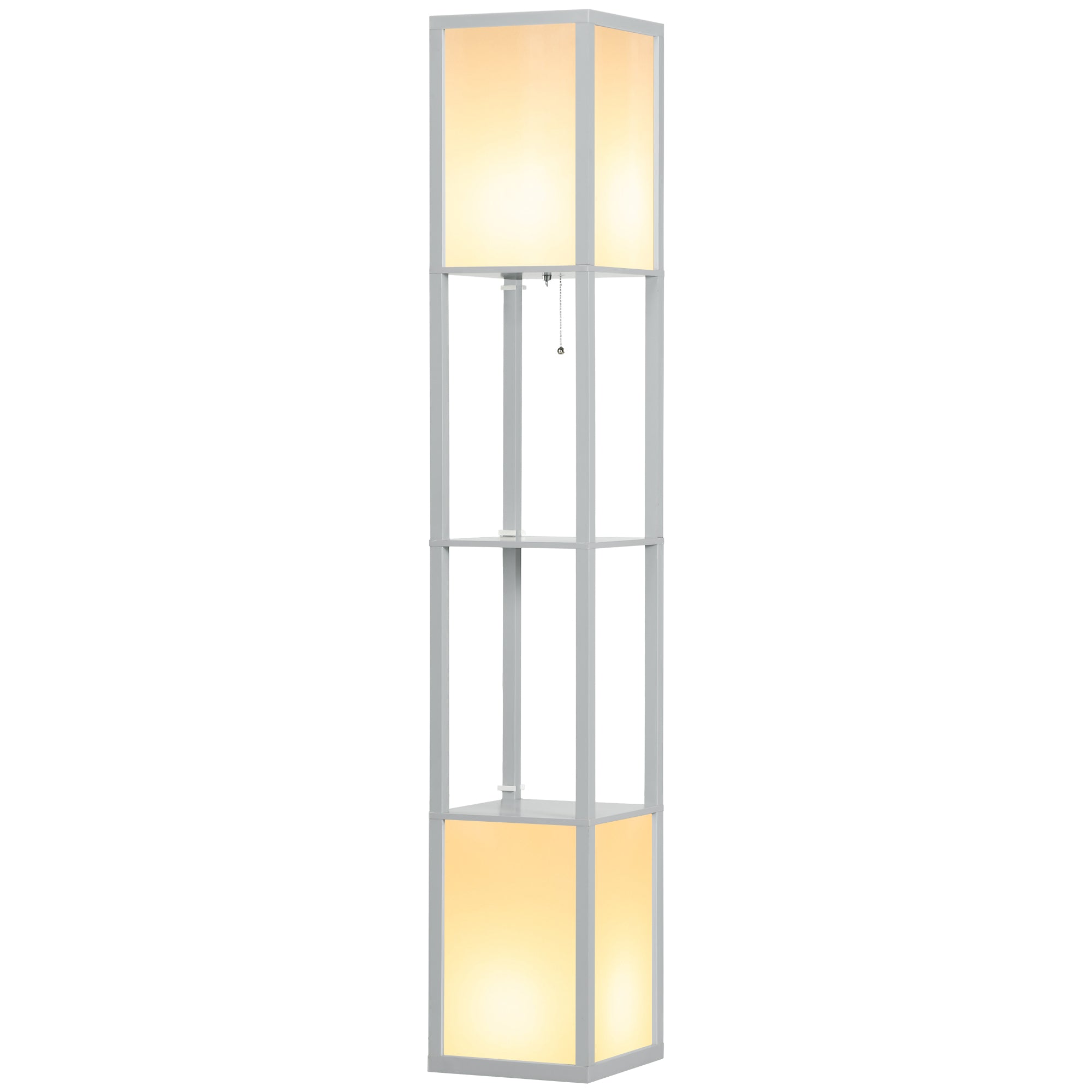Floor Lamp with Shelves and Dual Light, Standing Lamp for Living Room