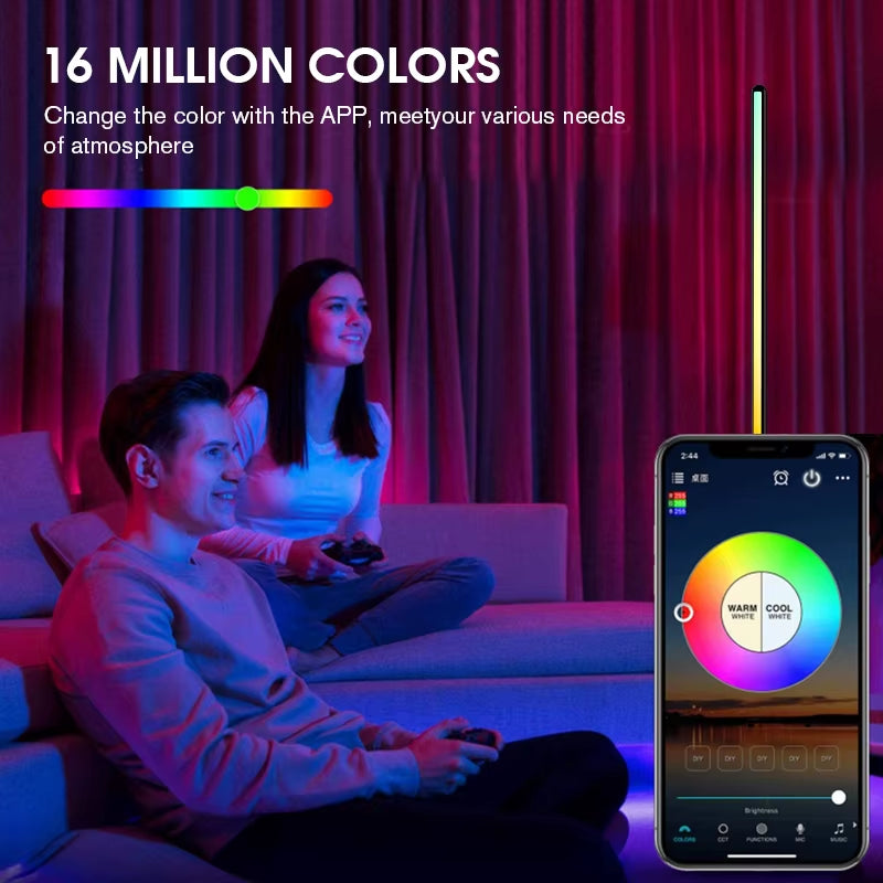 RGB LED Floor Lamp, LED Corner Lamp Works Smart Modern Floor Lamp with Music Sync and 16 Million DIY Colors Floor Lamp