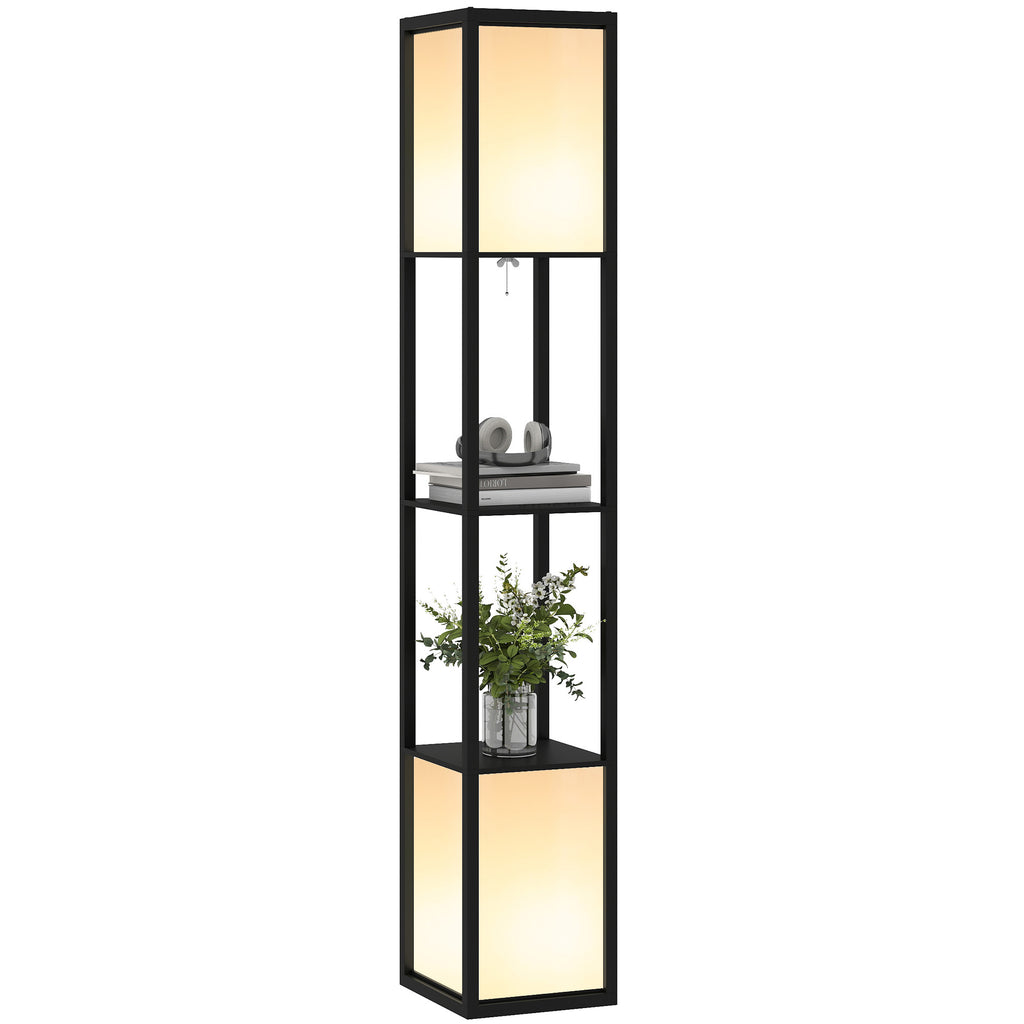 Floor Lamp with Shelves and Dual Light, Standing Lamp for Living Room