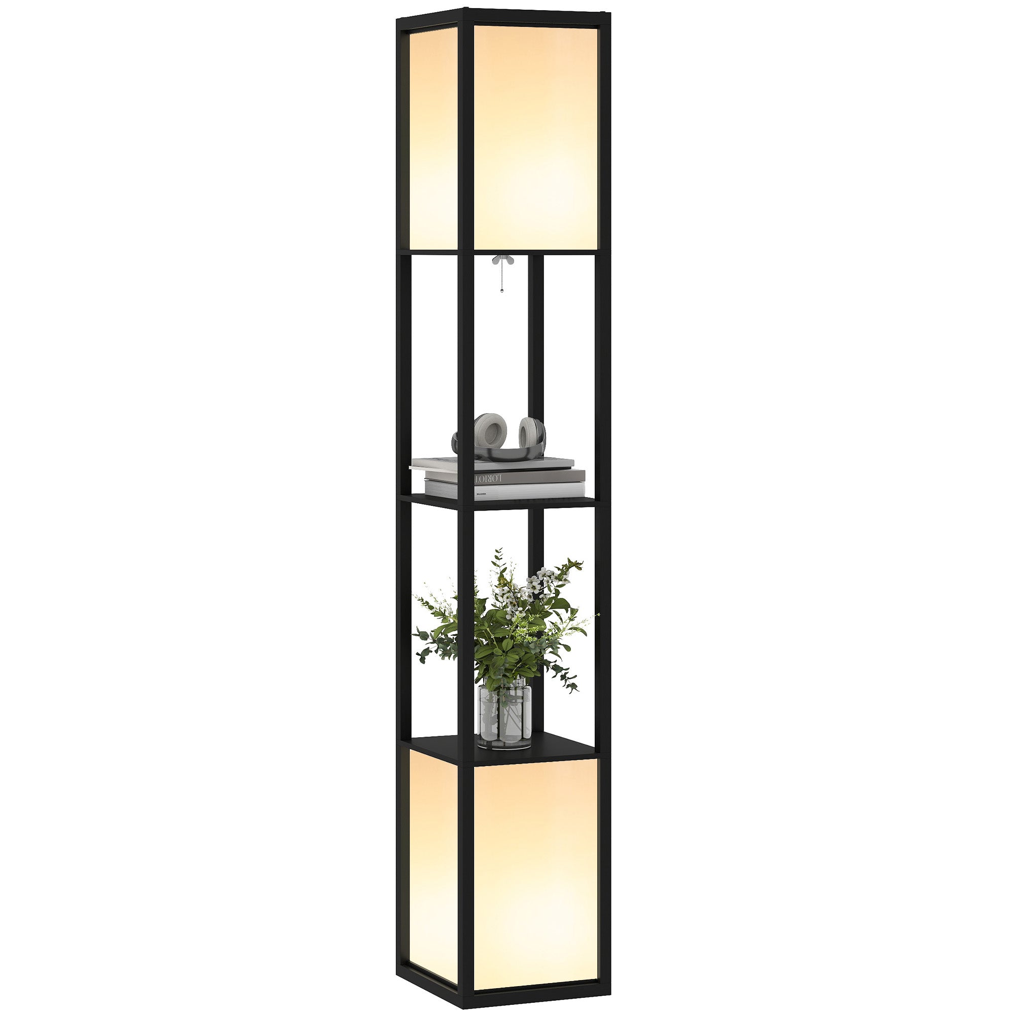 Floor Lamp with Shelves and Dual Light, Standing Lamp for Living Room