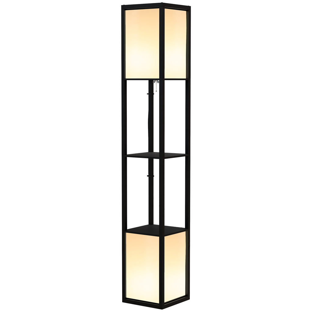 Floor Lamp with Shelves and Dual Light, Standing Lamp for Living Room