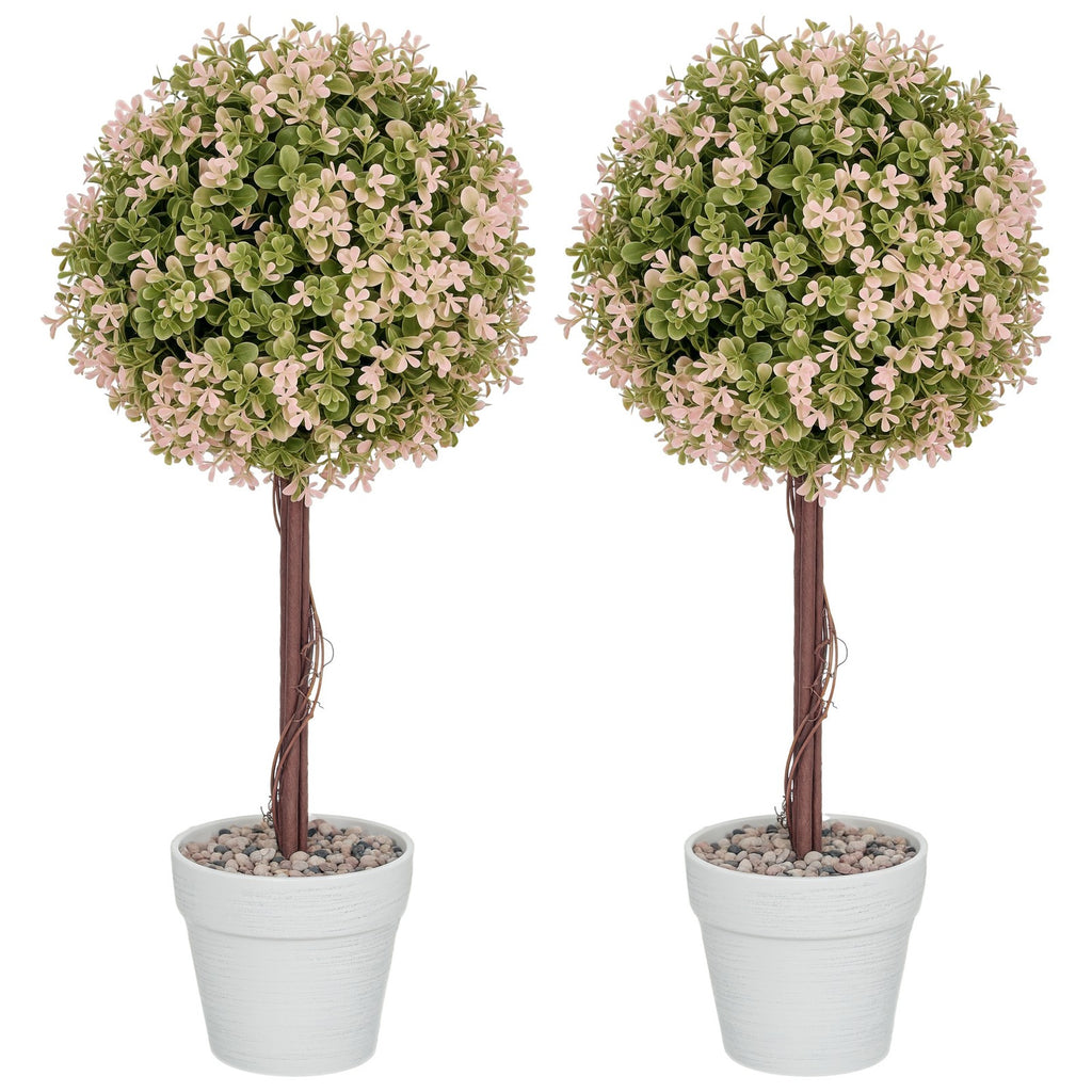 Set of 2 Decorative Artificial Plants Fake Plants Cream White